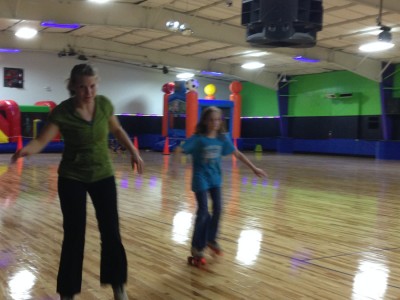 rollerskating on night out with the oldest child